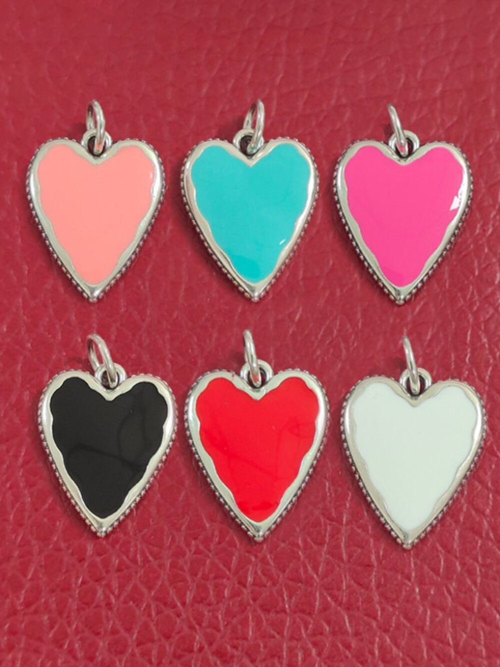 James Avery Enamel Heart Charm Sterling Silver Pendant with box